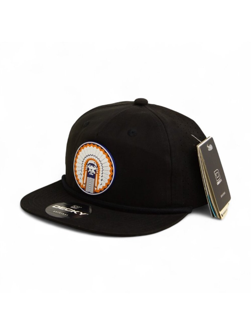 Illinois Fighting Illini Chief Illiniwek 3D Perforated Rope Hat- Black